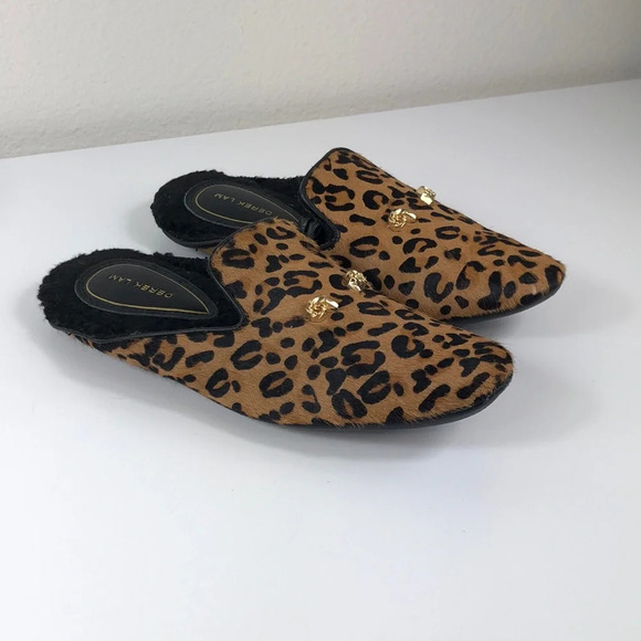 2/$30 Derek Lam Slippers Size 5/6 Leather Cheetah Print Venetian Mule Slippers - Picture 2 of 15